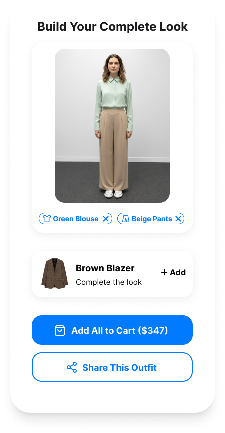 StrutFit Try - an outfit rendered on the shopper